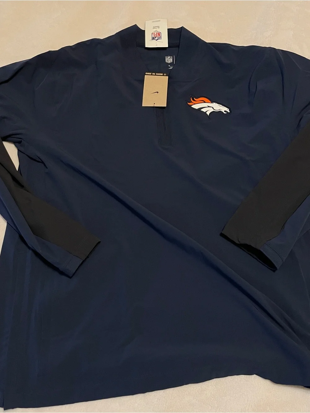 NWT NFL Denver Broncos Nike Sideline Dri-FIT Half-Zip Pullover - Navy Sz XL